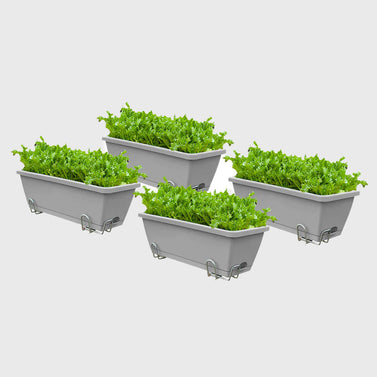 49.5cm Gray Rectangular Vegetable Herb Flower Planter Box Set of 4