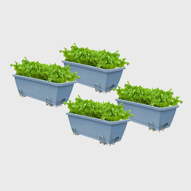 49.5cm Blue Rectangular Vegetable Herb Flower Planter Box Set of 4