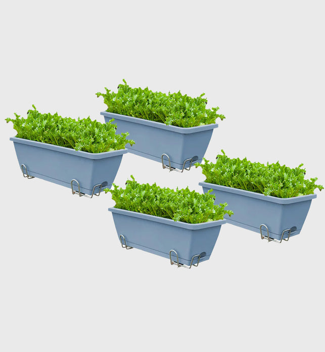 49.5cm Blue Rectangular Vegetable Herb Flower Planter Box Set of 4