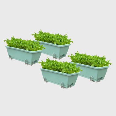 49.5cm Green Rectangular Vegetable Herb Flower Planter Box Set of 4