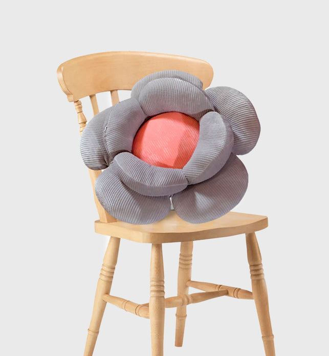 Grey Double Flower Shape Cushion