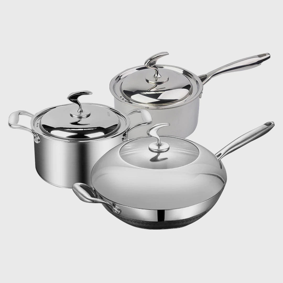 6 Piece Cookware Set Frying Pan, Milk, and Soup Pot with Lid