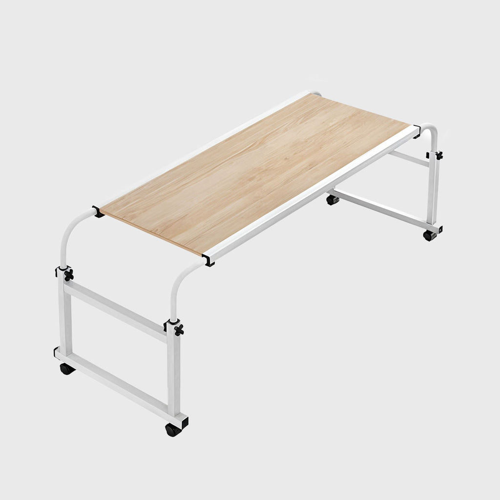 120x45cm Wood Cross Bed Movable Desk Table w/ Adjustable Length & Height