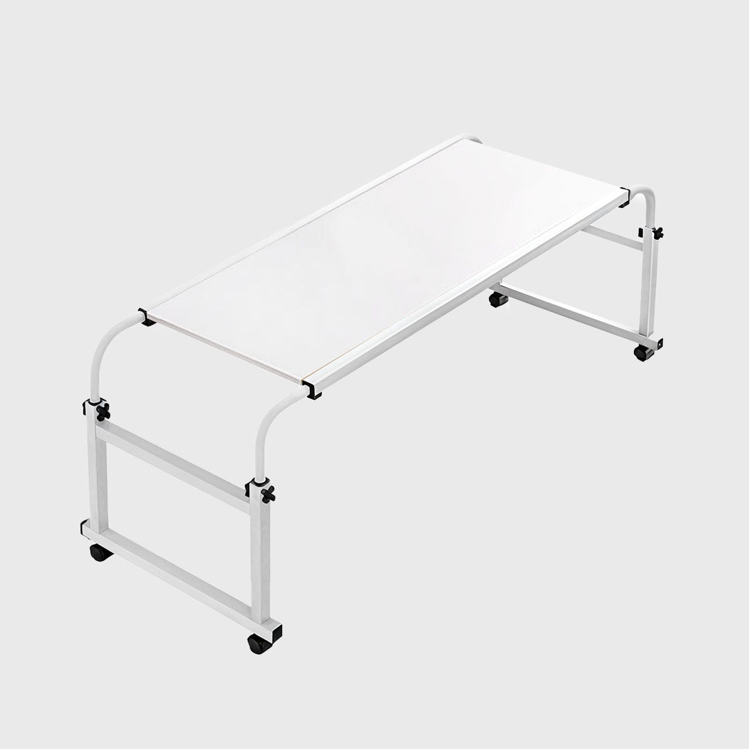 SOGA 140x45cm White Cross Bed Movable Desk Table w/ Adjustable Length & Height