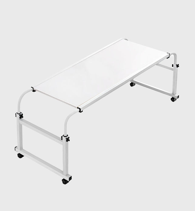 SOGA 120x45cm White Cross Bed Movable Desk Table w/ Adjustable Length & Height