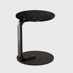 50cm Black Marble Mini Side Table Movable Lightweight w/ Black Frame