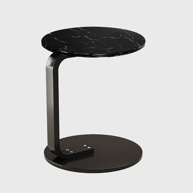 SOGA 50cm Black Marble Mini Side Table Movable Lightweight w/ Black Frame