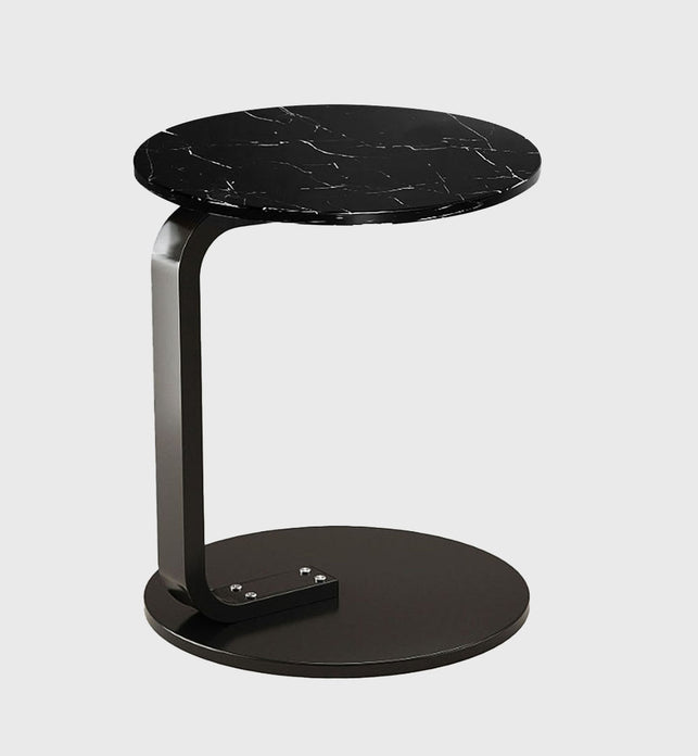 SOGA 50cm Black Marble Mini Side Table Movable Lightweight w/ Black Frame