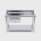 Commercial Stainless Steel Left Single Sink Work Bench 120*70*85cm