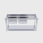 Commercial Stainless Steel Left Dual Sink Work Bench 160*70*85cm