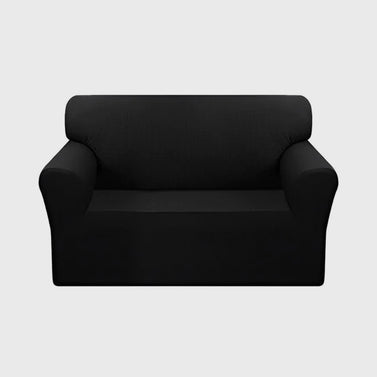 High Stretch 2-Seater Black Sofa Slipcover