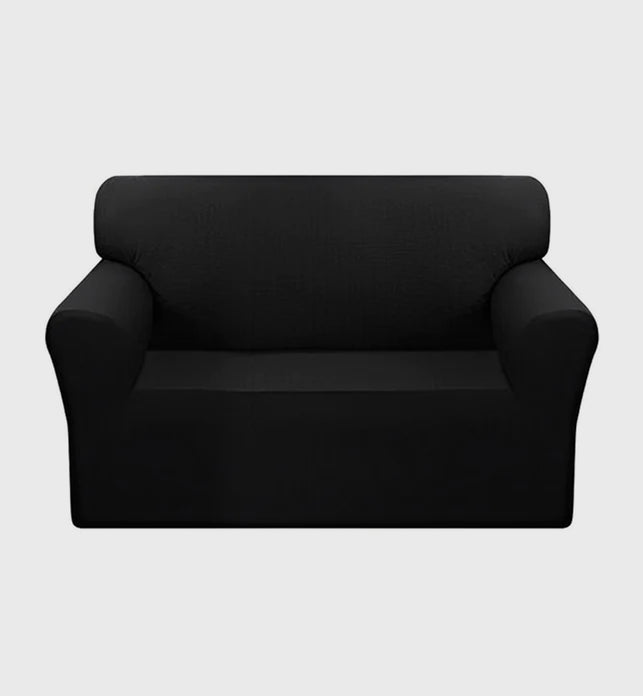 High Stretch 2-Seater Black Sofa Slipcover