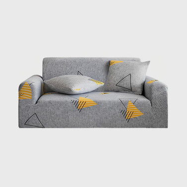 High Stretch 2-Seater Geometric Print Sofa Slipcover