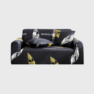High Stretch 2-Seater Feather Print Sofa Slipcover