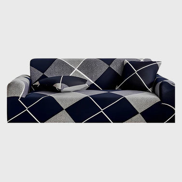 High Stretch 3-Seater Checkered Print Sofa Slipcover
