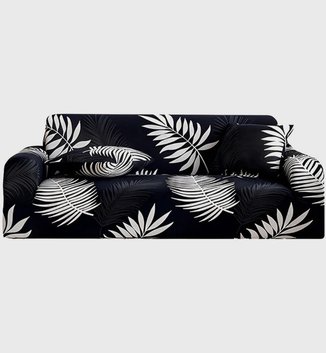 High Stretch 3-Seater Leaf Design Sofa Slipcover