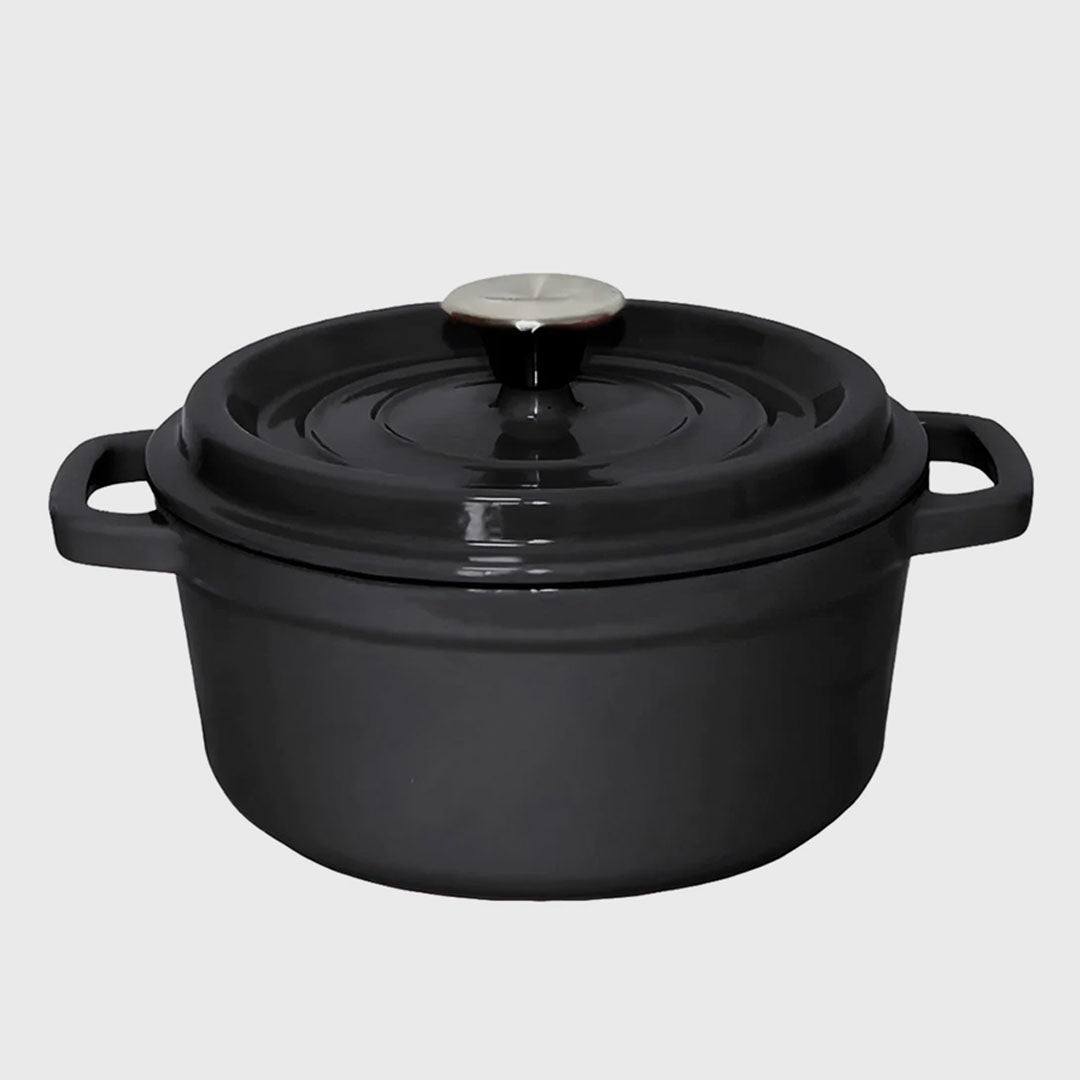 Cast Iron Porcelain Casserole 5L Black 24cm