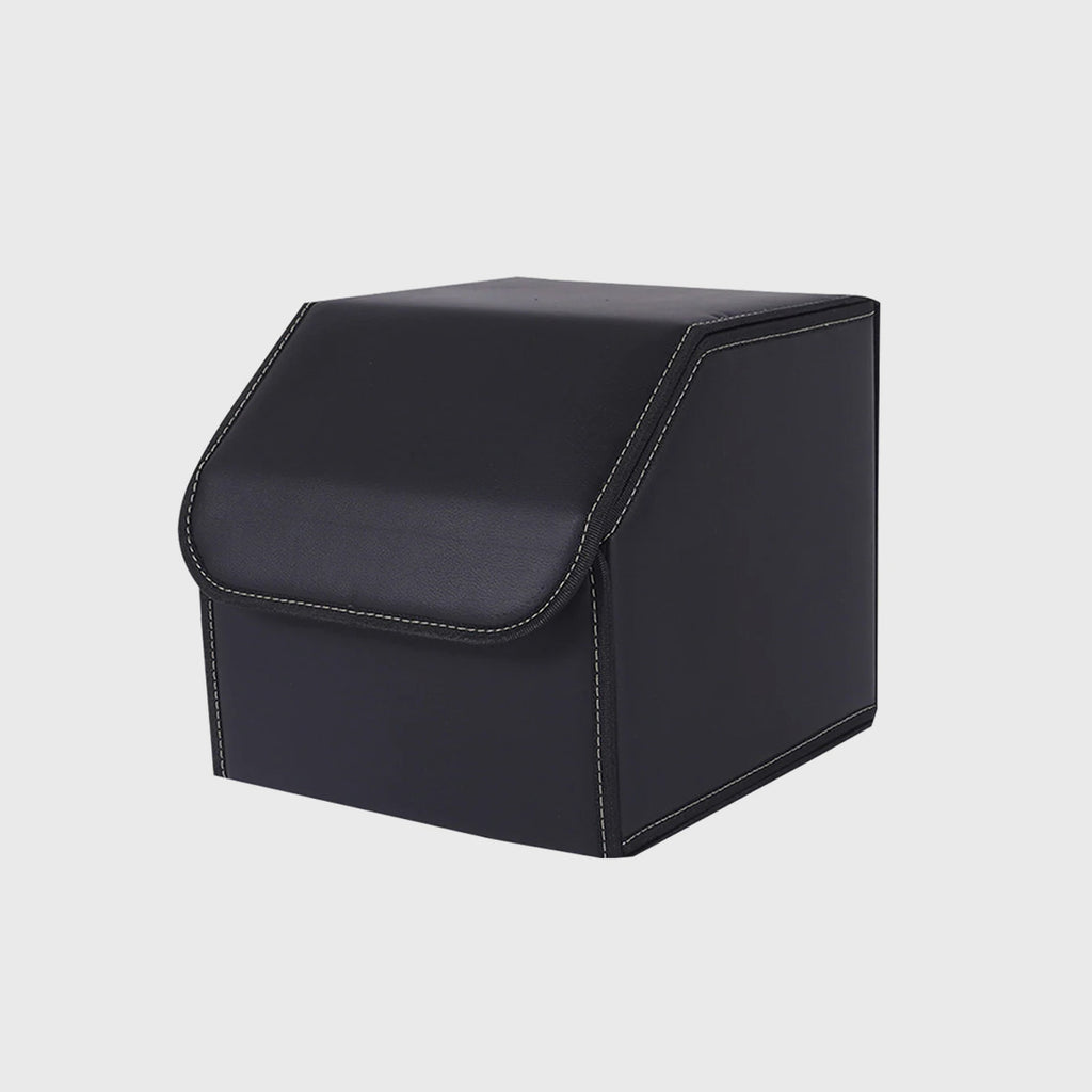 Leather Car Boot Foldable Trunk Cargo Organizer Box Black Small
