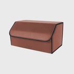 Leather Car Boot Foldable Trunk Cargo Organizer Box Coffee Large