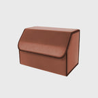 Leather Car Boot Foldable Trunk Cargo Organizer Box Coffee Medium