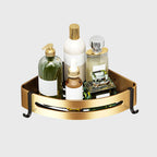 Wall-Mounted Triangular Bathroom Storage Rack with Hooks