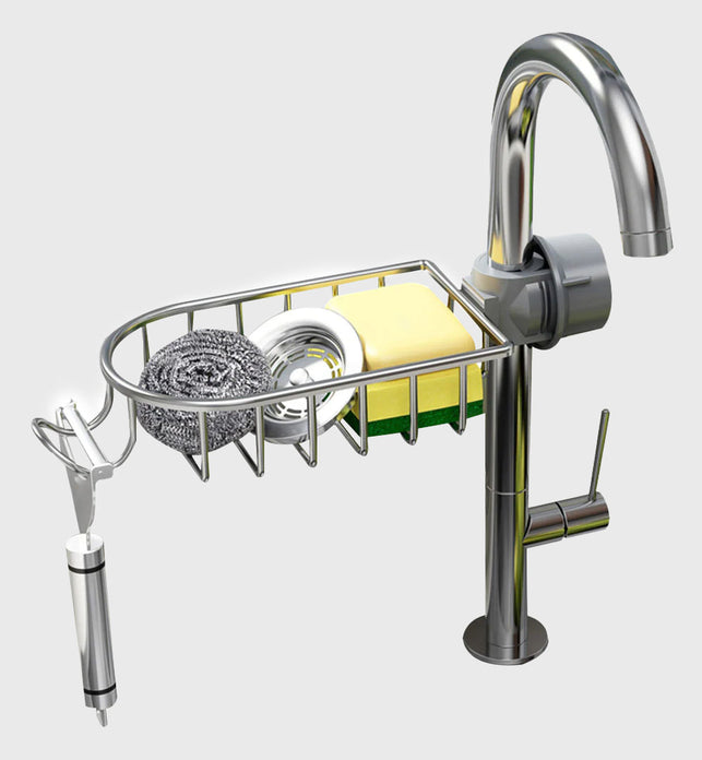 Silver Single Kitchen Sink Faucet Organiser