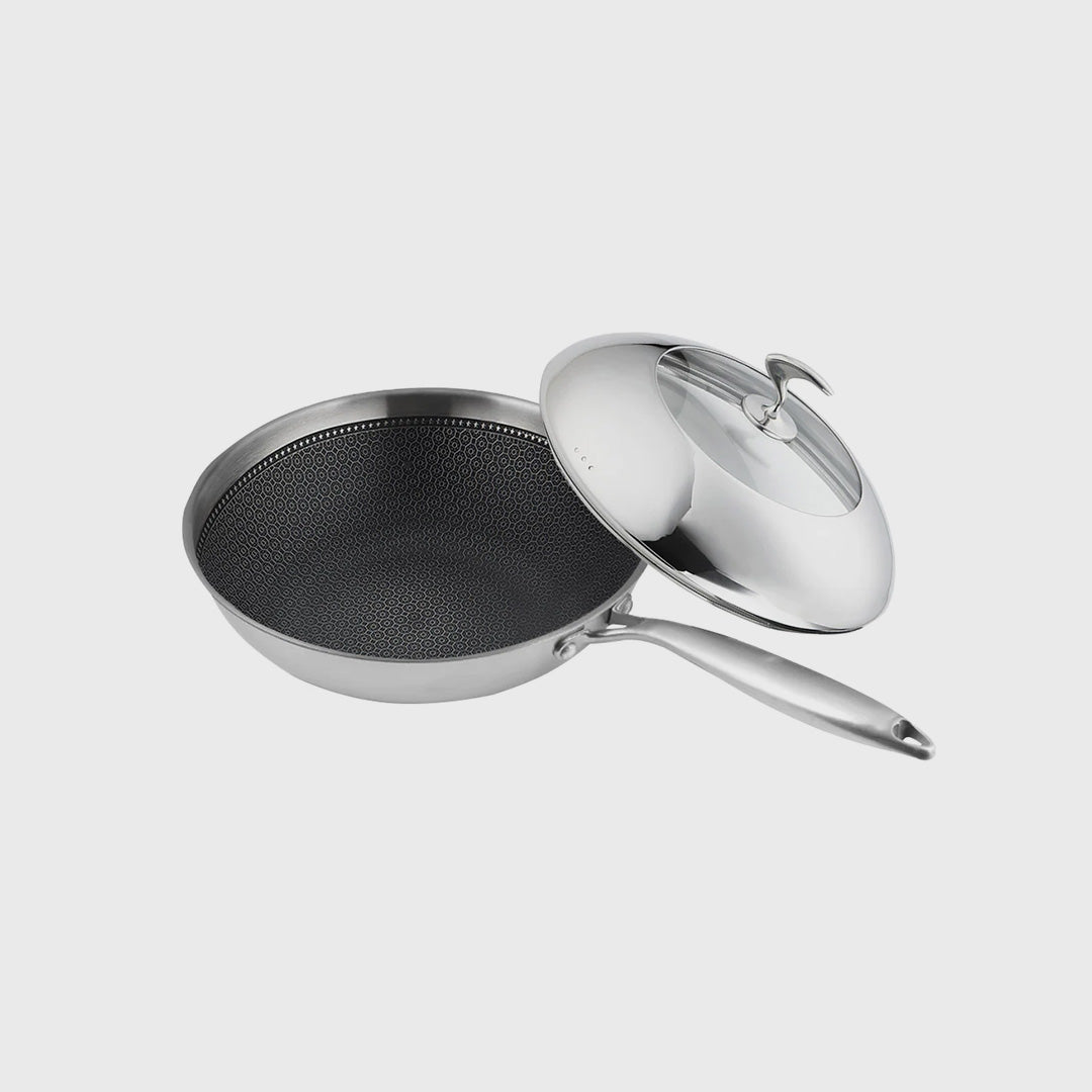 18/10 Stainless Steel 30cm Frying Pan Non Stick Interior with Lid