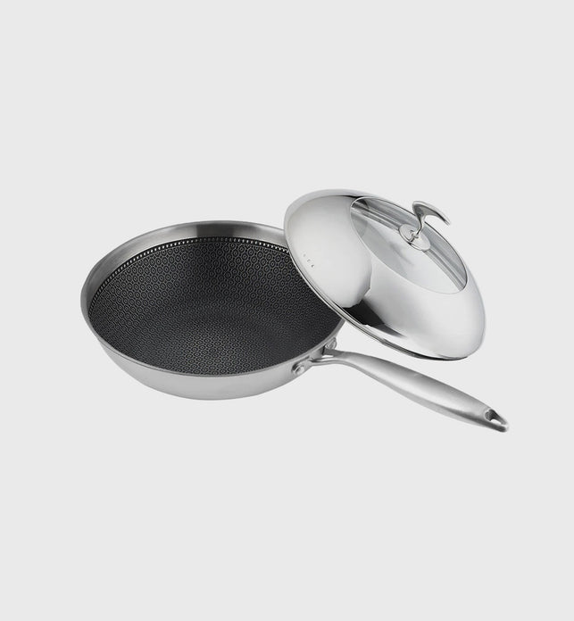 18/10 Stainless Steel 30cm Frying Pan Non Stick Interior with Lid
