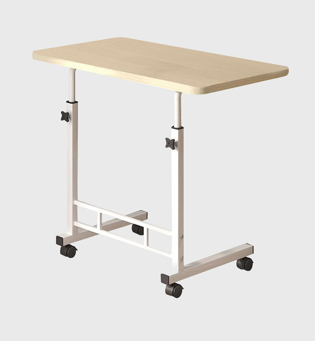 SOGA 40x80cm White Maple Bedside Table Movable Bedroom Desk Student Computer Table