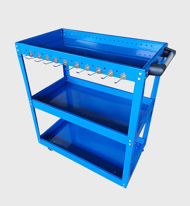 3 Tier Tool Storage Car with Hooks Blue
