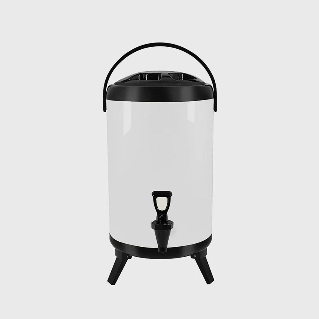 12L Stainless Steel Milk Tea Barrel with Faucet White