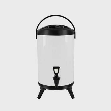 12L Stainless Steel Milk Tea Barrel with Faucet White