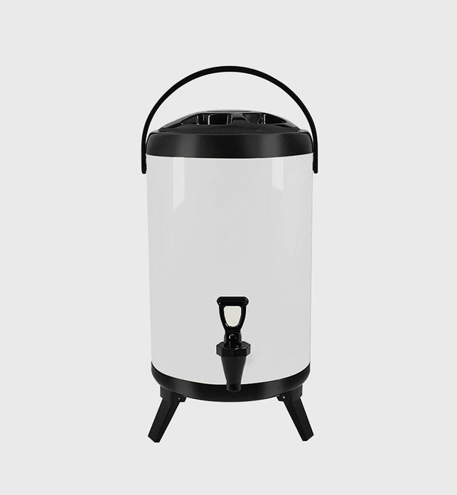 12L Stainless Steel Milk Tea Barrel with Faucet White