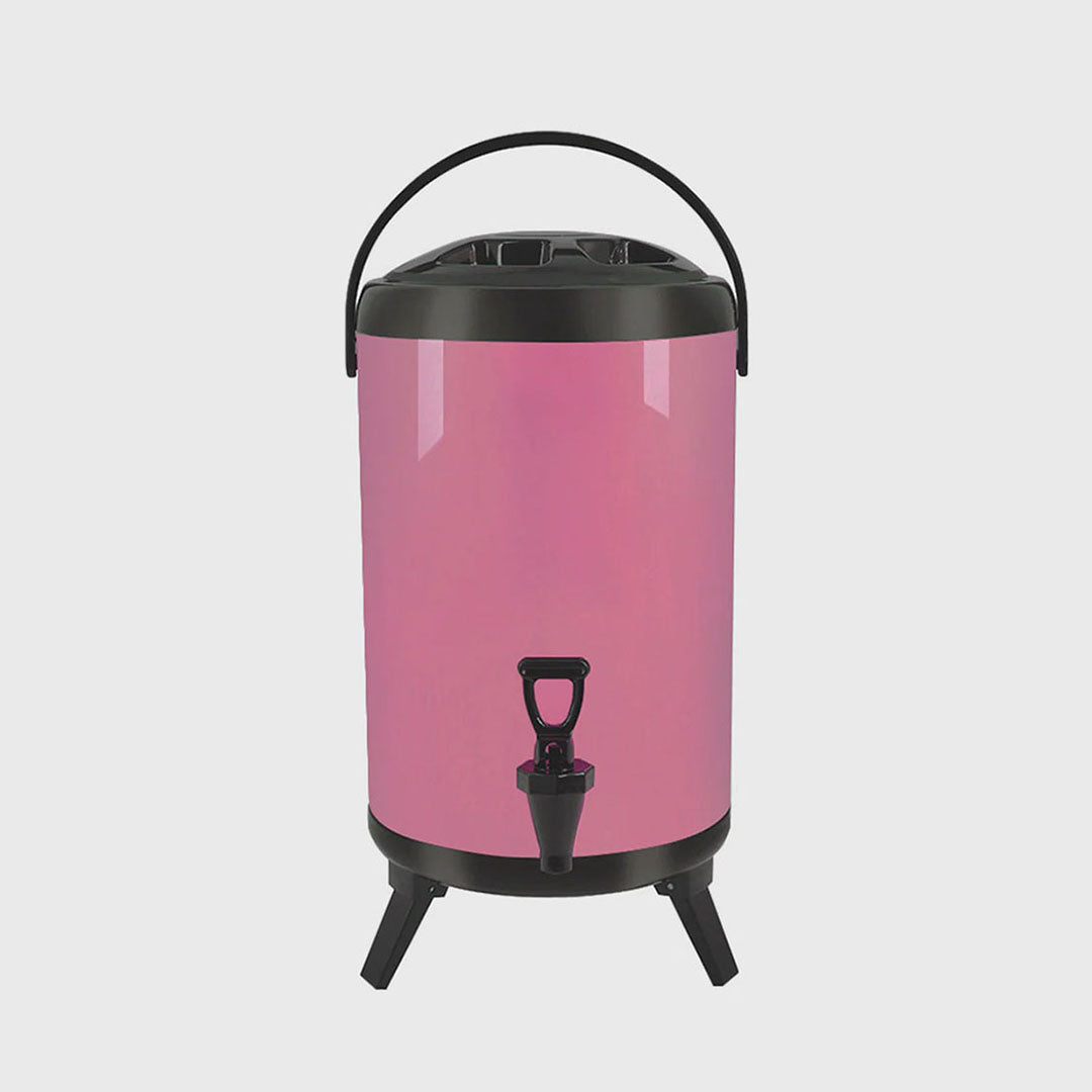 14L Stainless Steel Milk Tea Barrel with Faucet Pink