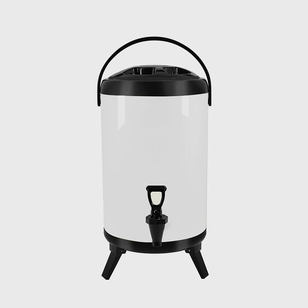 14L Stainless Steel Milk Tea Barrel with Faucet White