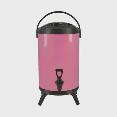 16L Stainless Steel Milk Tea Barrel with Faucet Pink