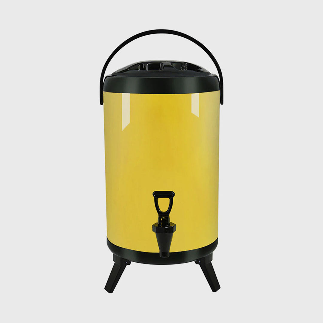 16L Stainless Steel Milk Tea Barrel with Faucet Yellow