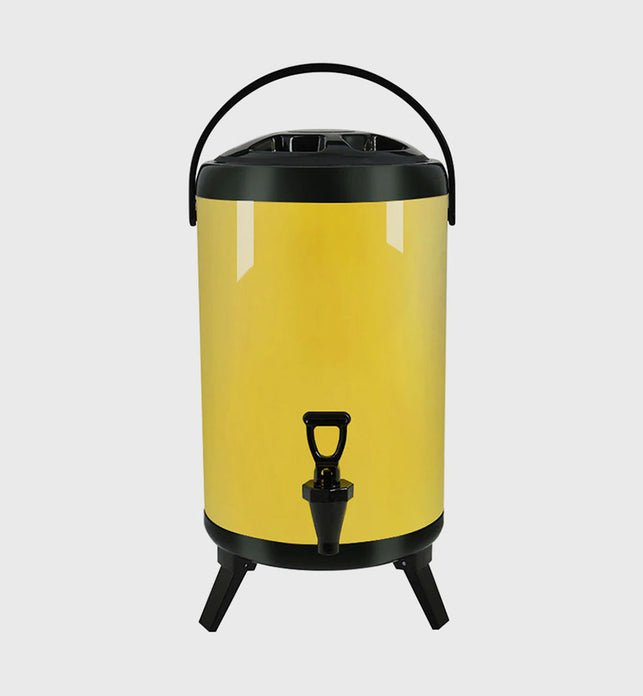16L Stainless Steel Milk Tea Barrel with Faucet Yellow