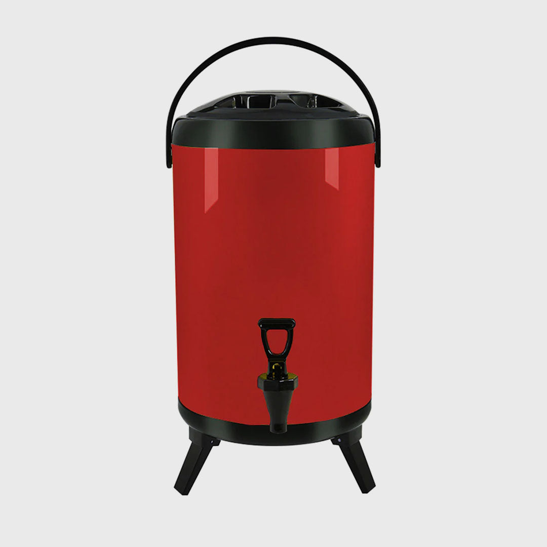 18L Stainless Steel Milk Tea Barrel with Faucet Red
