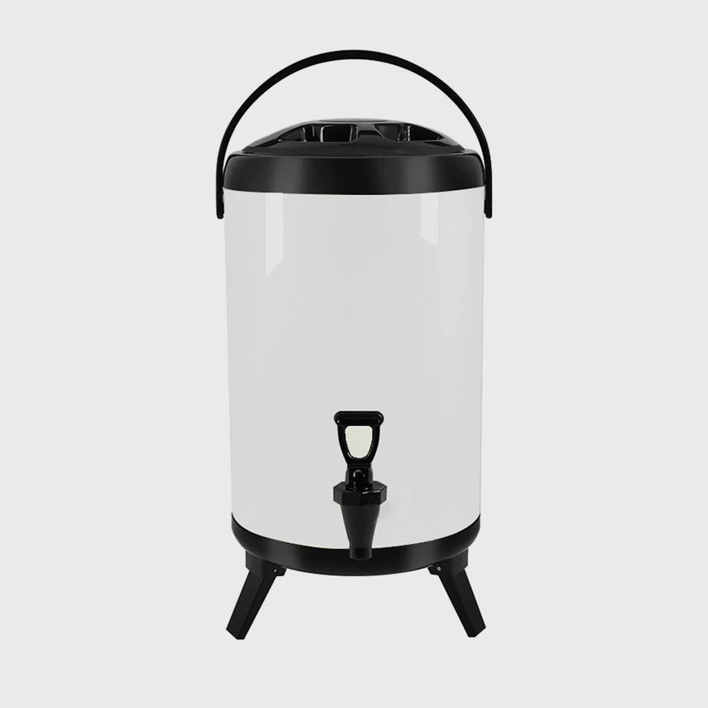 18L Stainless Steel Milk Tea Barrel with Faucet White