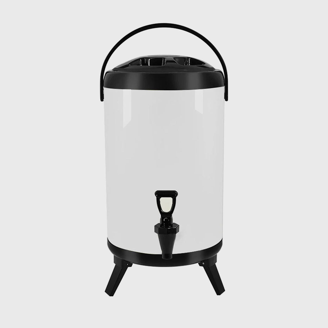 18L Stainless Steel Milk Tea Barrel with Faucet White