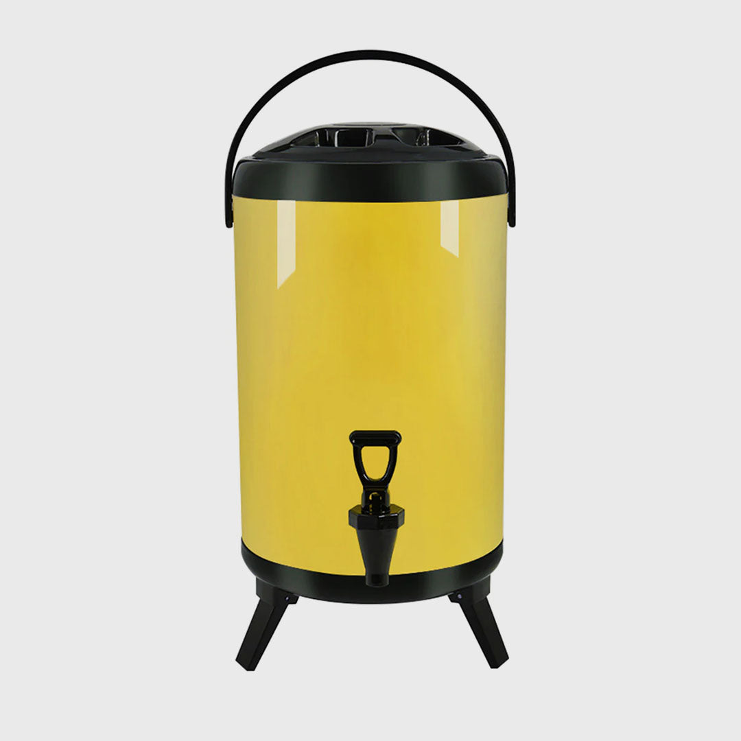 18L Stainless Steel Milk Tea Barrel with Faucet Yellow