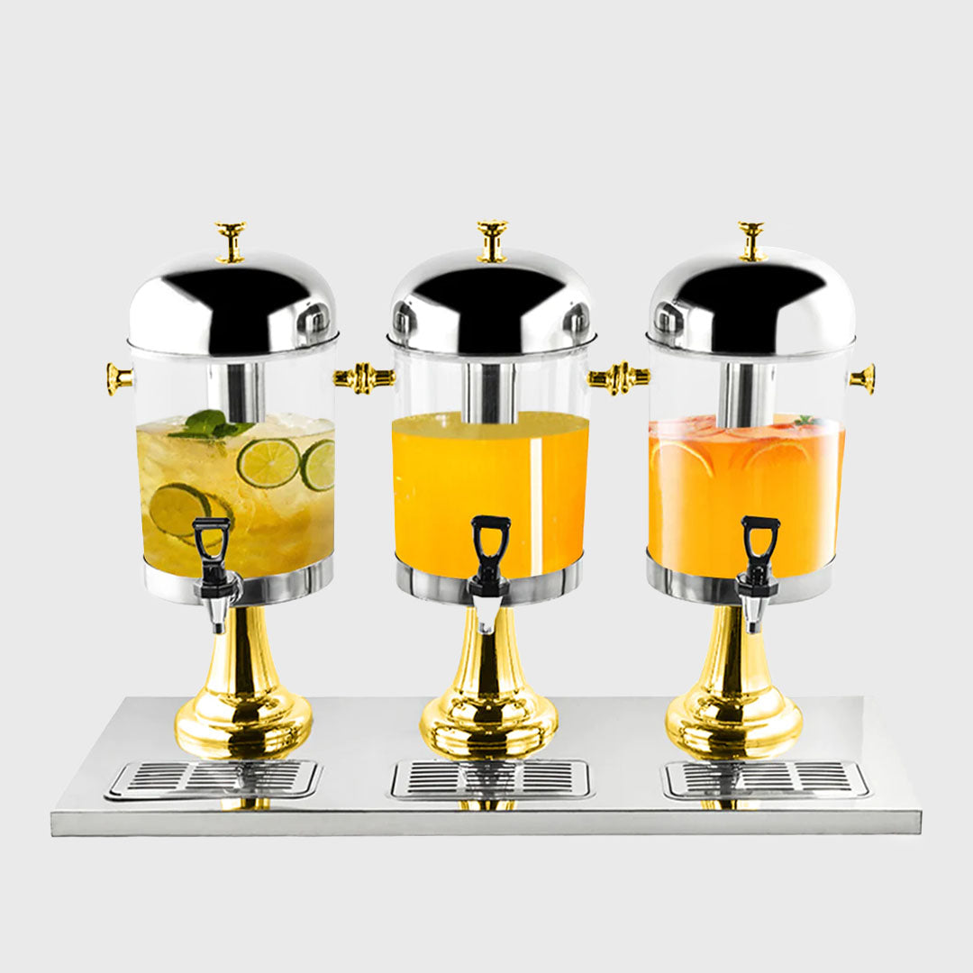 Triple Head 24L Stainless Steel Dispenser with Gold Accents