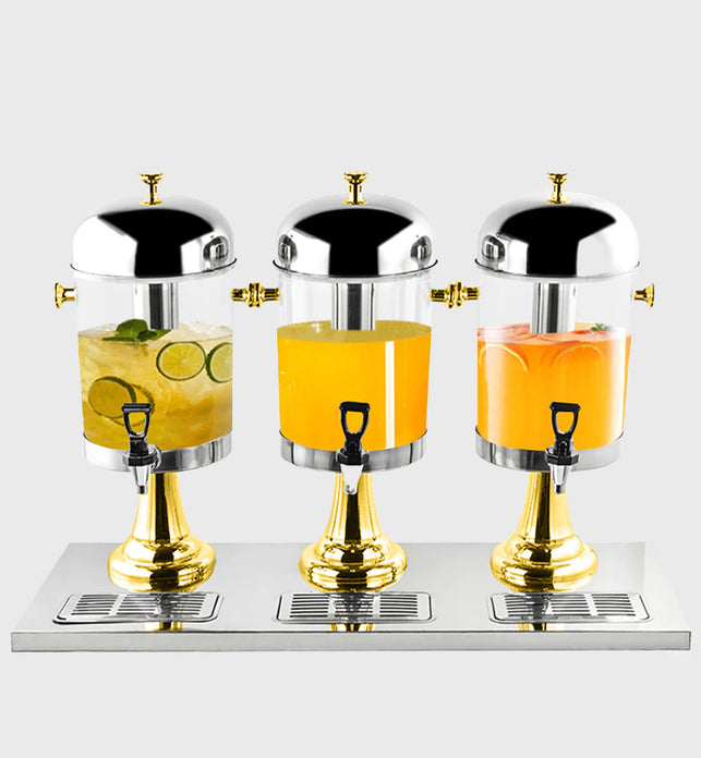 Triple Head 24L Stainless Steel Dispenser with Gold Accents
