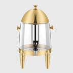 Stainless Steel 12L Beverage Dispenser with Gold Accents