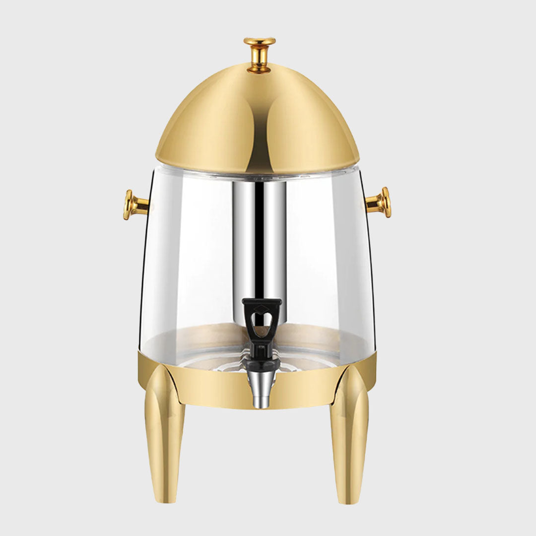 Stainless Steel 12L Beverage Dispenser with Gold Accents