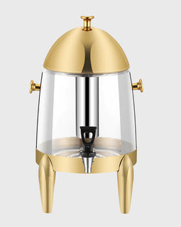 Stainless Steel 12L Beverage Dispenser with Gold Accents