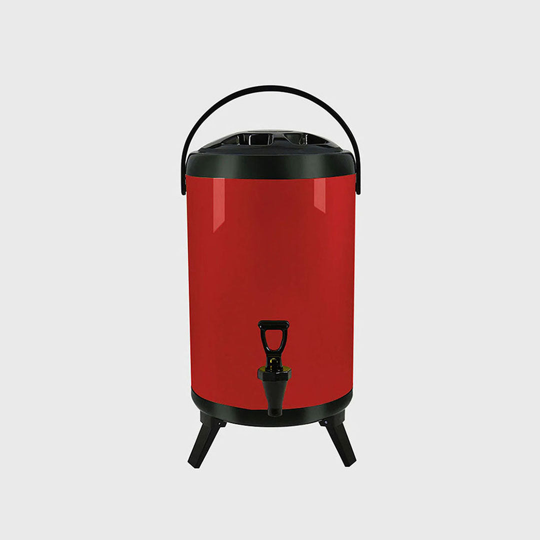 8L Stainless Steel Milk Tea Barrel with Faucet Red