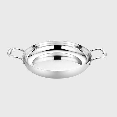 SOGA 24cm Flat Base Seafood Dry Pot in Elegant Silver Finish with Durable for Kitchen Essential