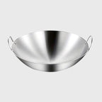 43cm Stainless Steel Kitchen Cooking Wok with 2 Sturdy Handles